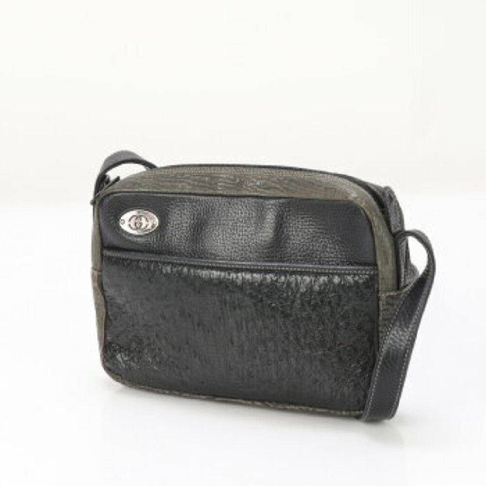 Gucci sharkskin patchwork ostrich leather shoulde… - image 2